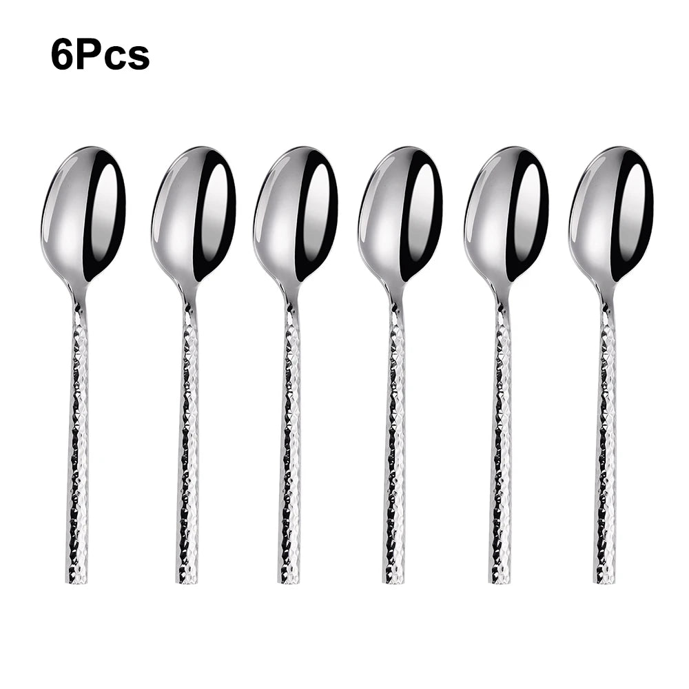Talheres Prata Martelado em Inox - 6pcs