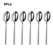 Talheres Prata Martelado em Inox - 6pcs