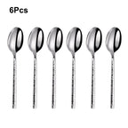 Talheres Prata Martelado em Inox - 6pcs