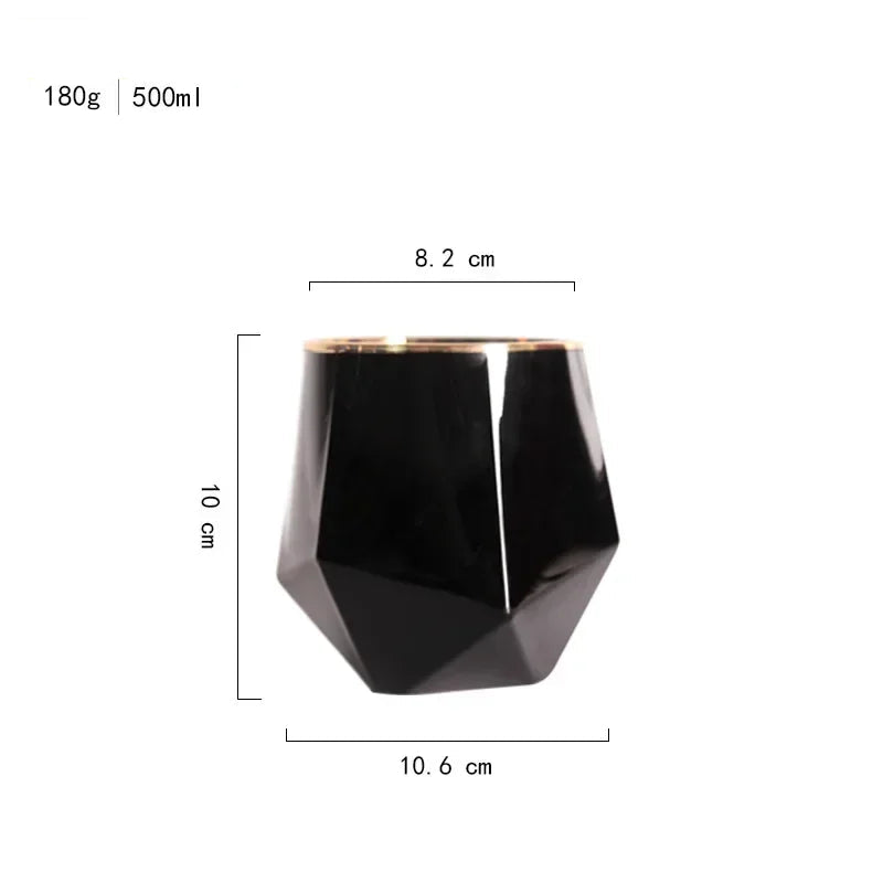 Taça de Cristal Black com Borda Dourada para Vinho – Design Minimalista