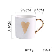 Caneca cerâmica pintada a ouro estilo nórdico, copo de água minimalista, copo de café caseiro, leite, copo casal, escritório, 330ml