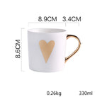 Caneca cerâmica pintada a ouro estilo nórdico, copo de água minimalista, copo de café caseiro, leite, copo casal, escritório, 330ml