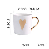 Caneca de Porcelana Detalhes Dourado - 330ml