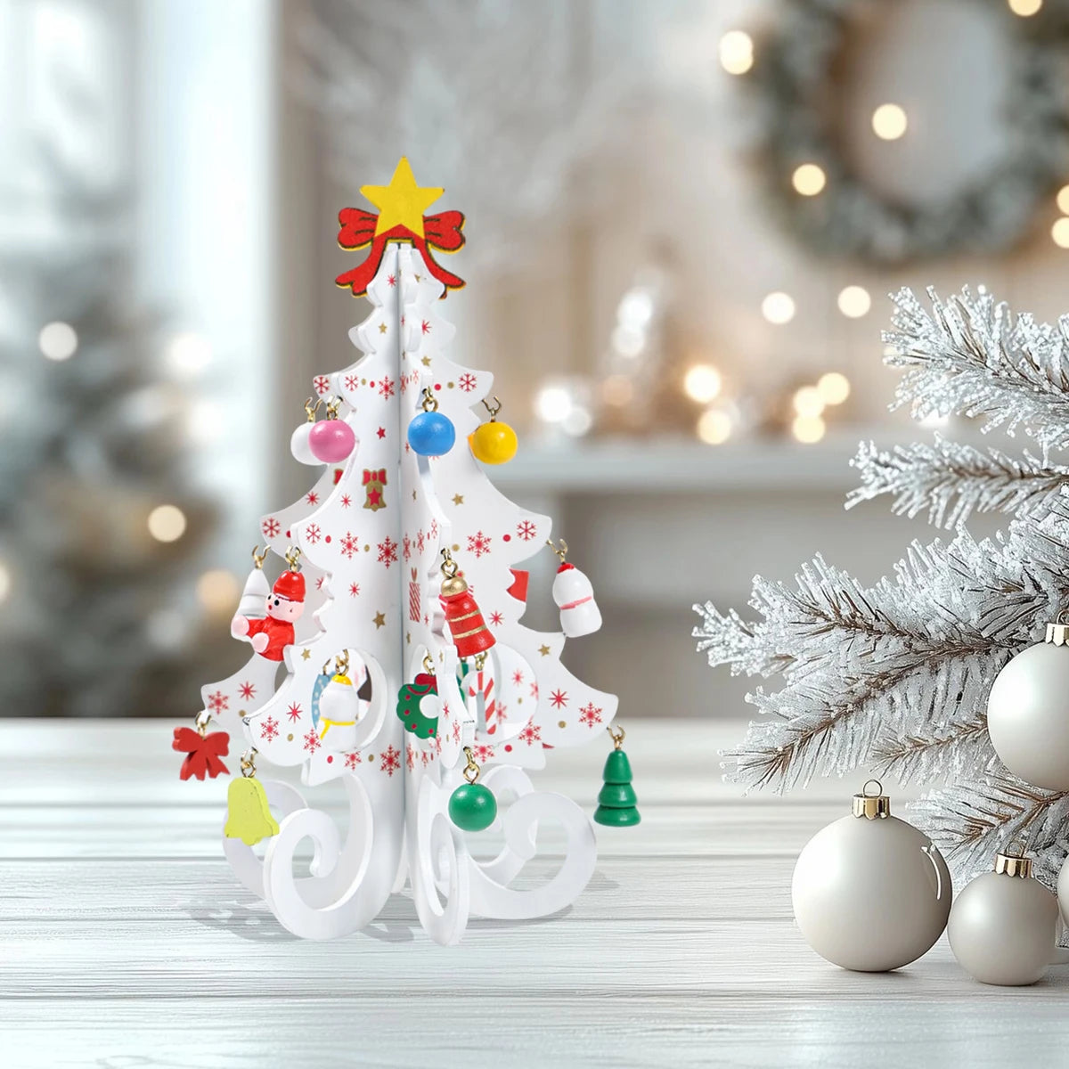 Ornamento de árvore de natal de madeira decoração de natal para casa 2025 pingente ornamento de natal Navidad Natal presente de ano novo 2026