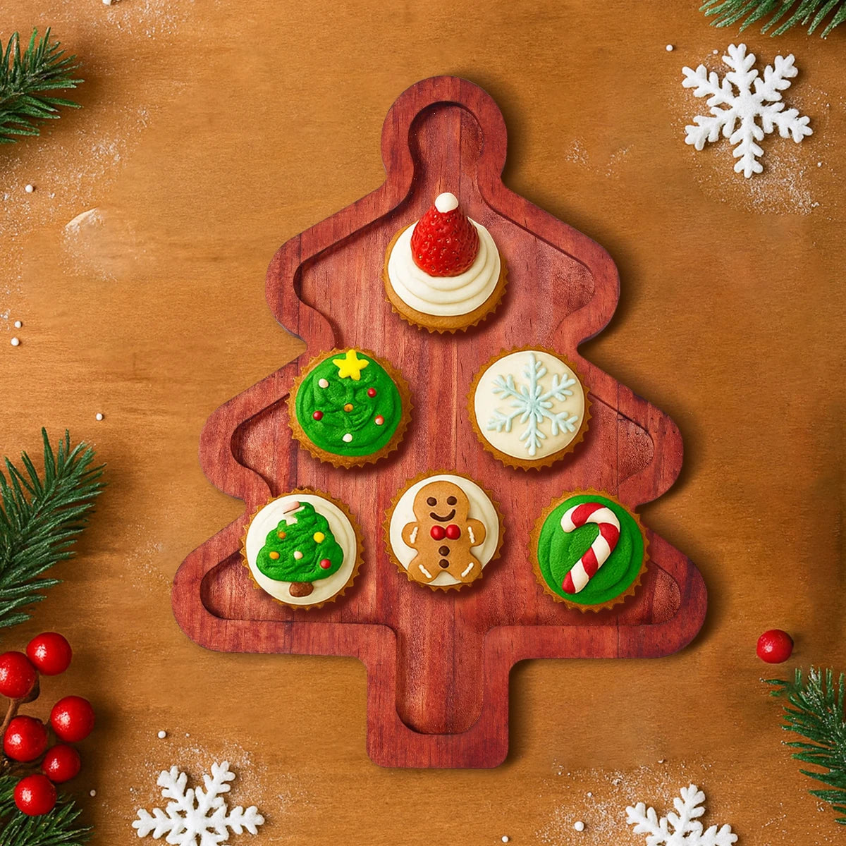 Bandeja Decorativa Natalina de Madeira