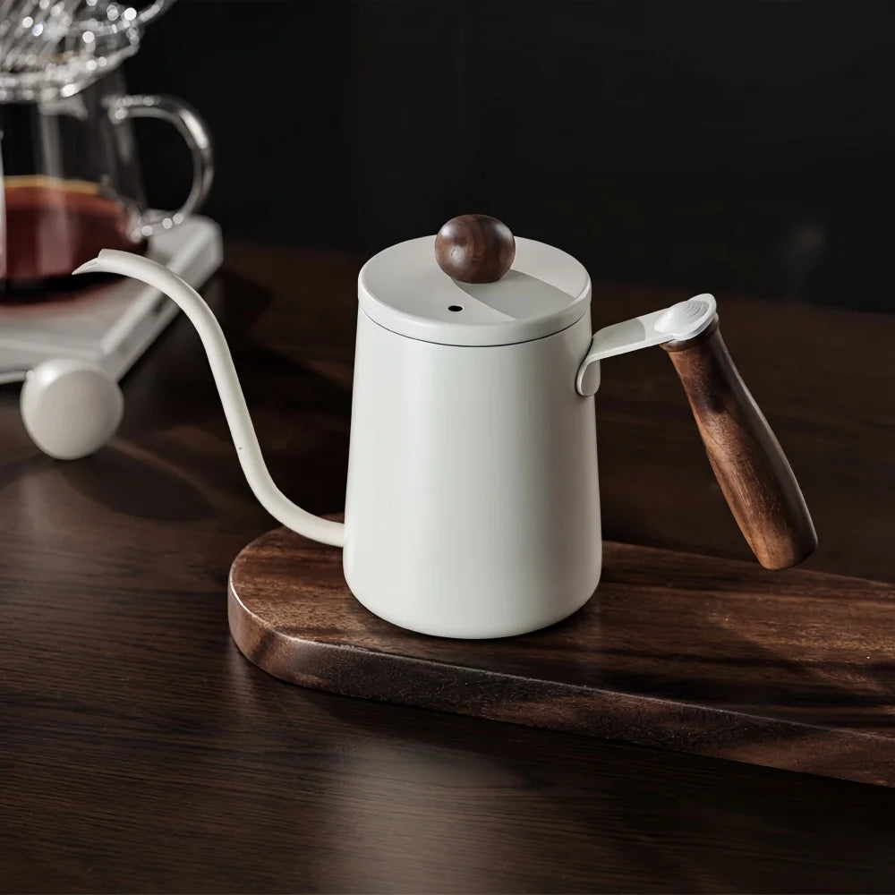 Bule para Café Sofisticado em Aço Inoxidável com Cabo de Madeira 350ml ou 600ml