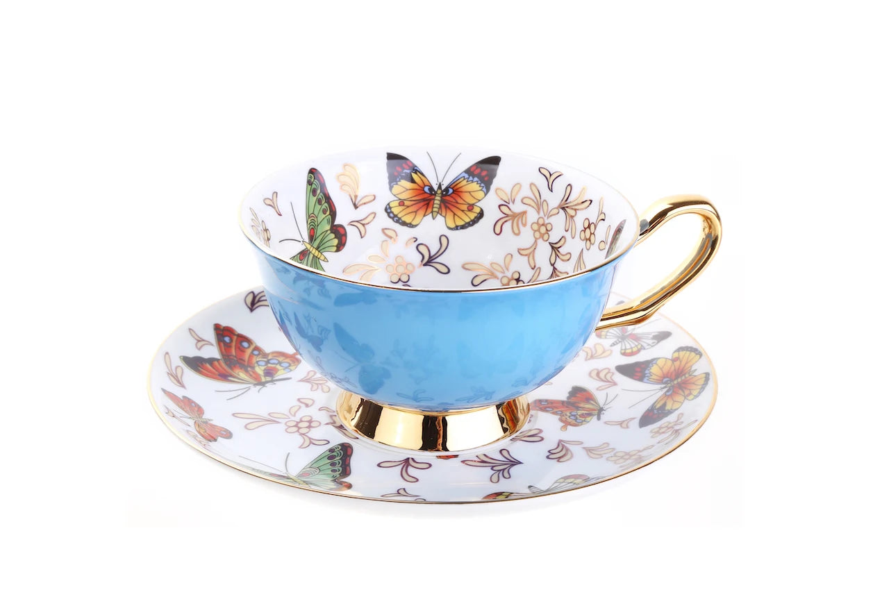 Xícara e Pires Butterfly em Porcelana