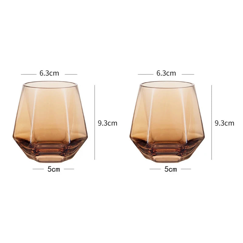 Copo Hexagonal de Vidro Colorido 320ml para Bebidas Nobres