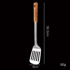 Conjunto de Utensílios de Cozinha Prata em Aço Inox com Cabo de Madeira