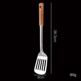 Conjunto de Utensílios de Cozinha Prata em Aço Inox com Cabo de Madeira