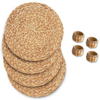 Jogo Americano 4 Descansos de Prato + 4 Anéis de Guardanapo Artesanais