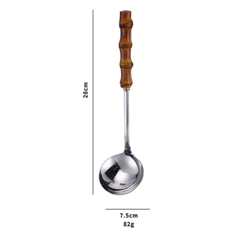 Utensílios em Inox com Cabo de Bambu - 7 Modelos