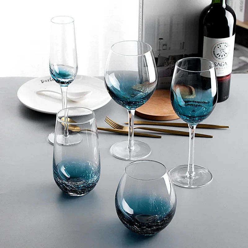 Taças e Copos Nórdicos de Cristal Premium Azul Escuro