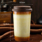 Caneca de Café em Cerâmica Premium com Tampa de Silicone 290ml e 350ml