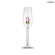 Taça de Vidro Criativa Rosas Espelhada