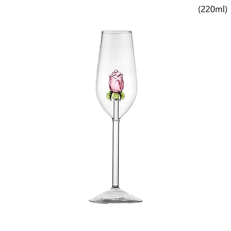 Taça de Vidro Criativa Rosas Espelhada