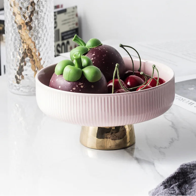 Tigela Luxe para Frutas em Cerâmica e Inox