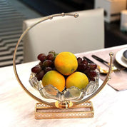 Centro de Mesa Luxuoso em Vidro e Metal Dourado
