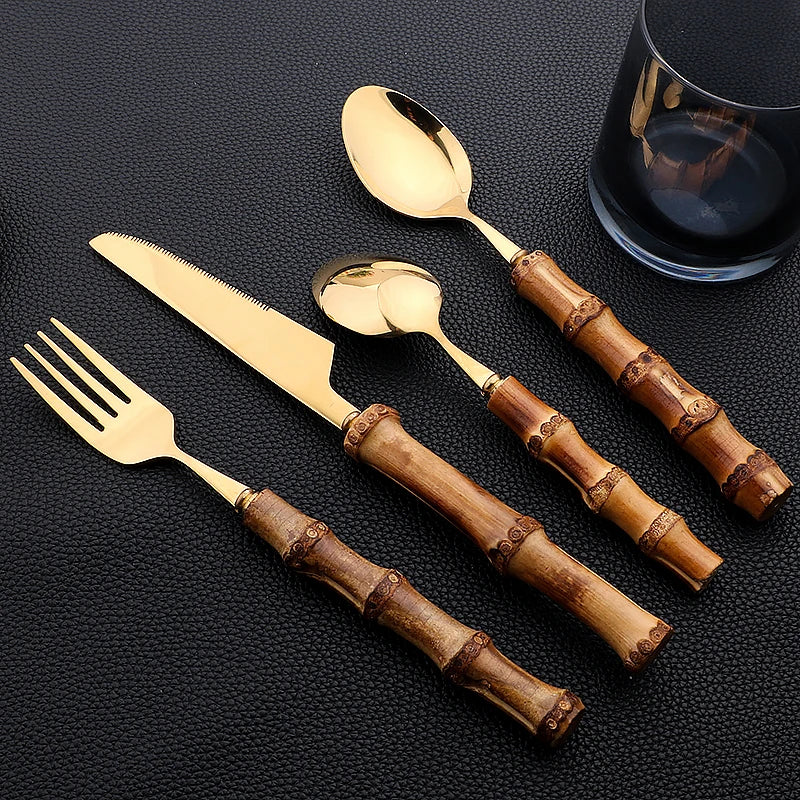 Conjunto Talheres de Bambu 24 Pcs