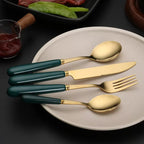 Talheres de Luxo Inox Cabo Cerâmica Verde - 4Pçs