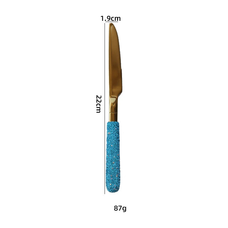 Talheres Blue com Strass Individual e Kit 3 ou 4 pcs