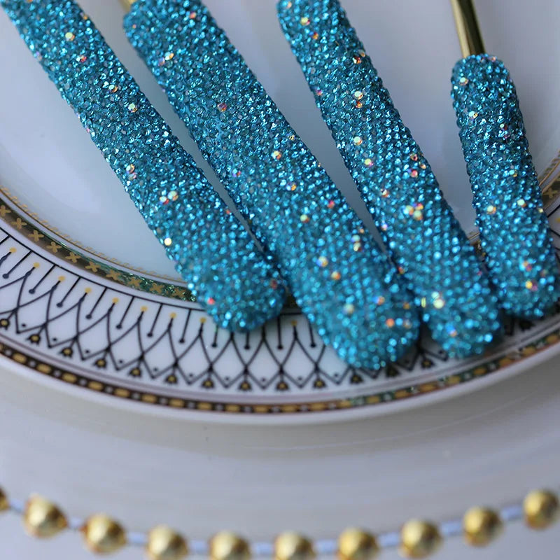 Talheres Blue com Strass Individual e Kit 3 ou 4 pcs