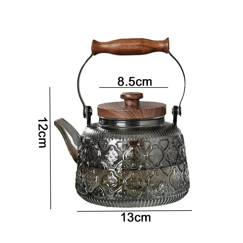 Bule de vidro com alça infusora, chaleira de chá de alto borosilicato, conjunto de chá de flores, fogão a gás de indução de cozinha, bule de chá para casa