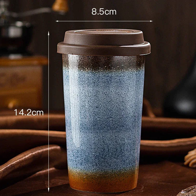 Caneca de Café em Cerâmica Premium com Tampa de Silicone 290ml e 350ml