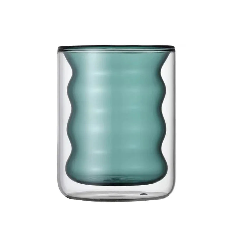 Copo de Vidro Colorido Parede Dupla 200ml - Design Espiral