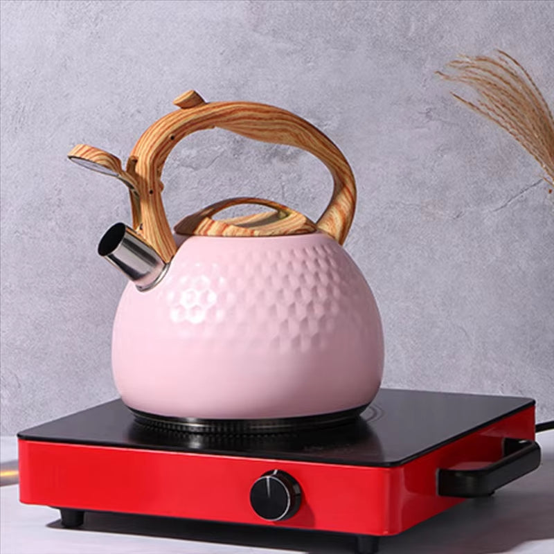 Chaleira 3L com Cabo de Madeira e Apito Elegante