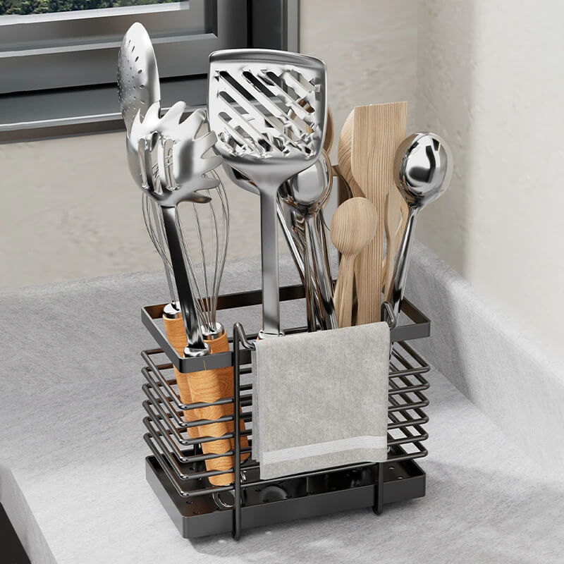 Porta-Utensílios de Aço Inoxidável Elegante