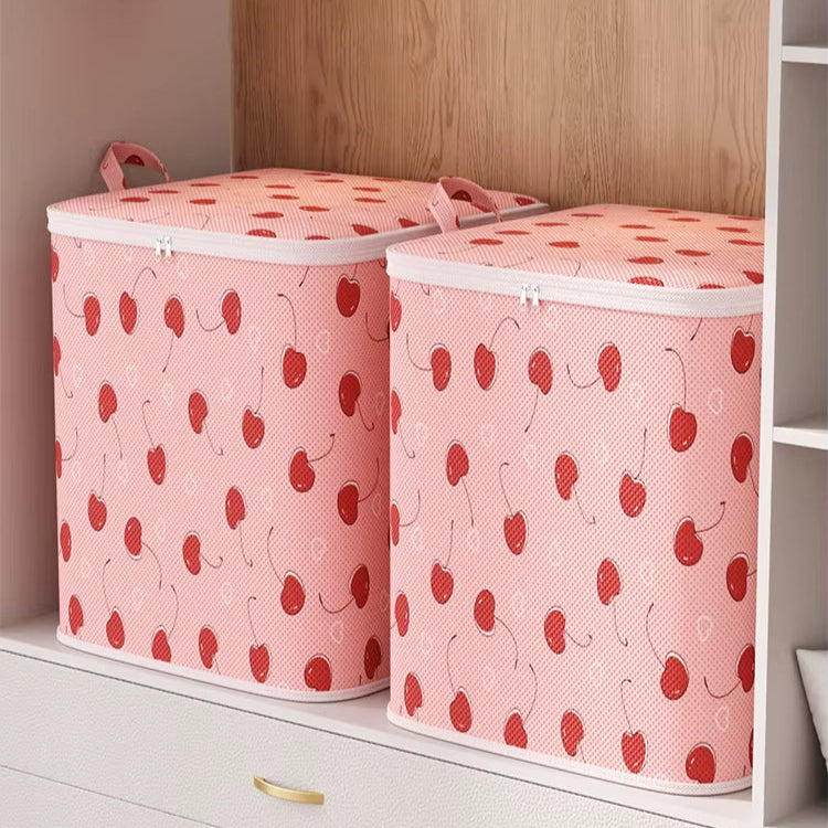 Organizador de Guarda-Roupa Dobrável com Estampa Rosa e Cereja