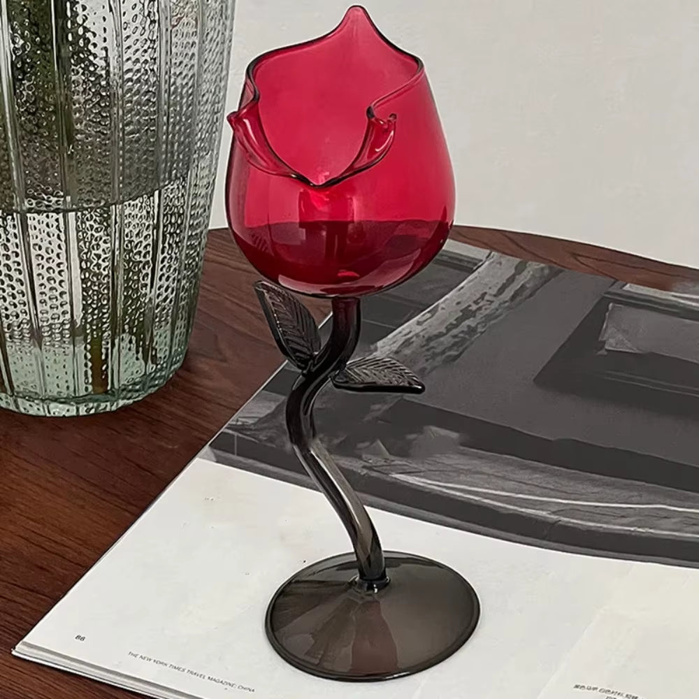 Taça de Vidro Rosa Luxuoso para Cocktail e Vinho