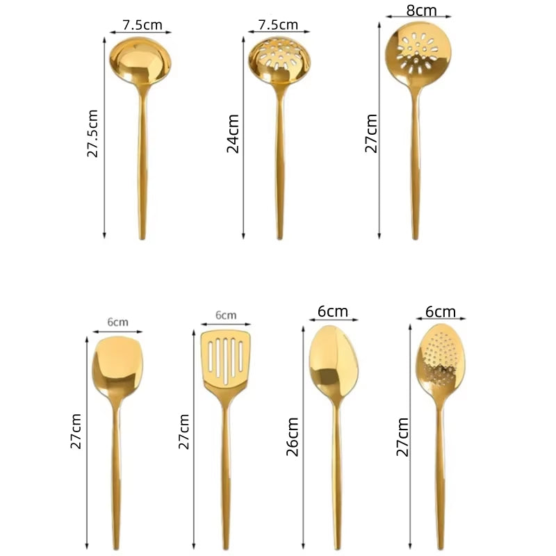 Conjunto de Utensílios de Luxo em Aço Inox - 2, 7 ou 12 Peças