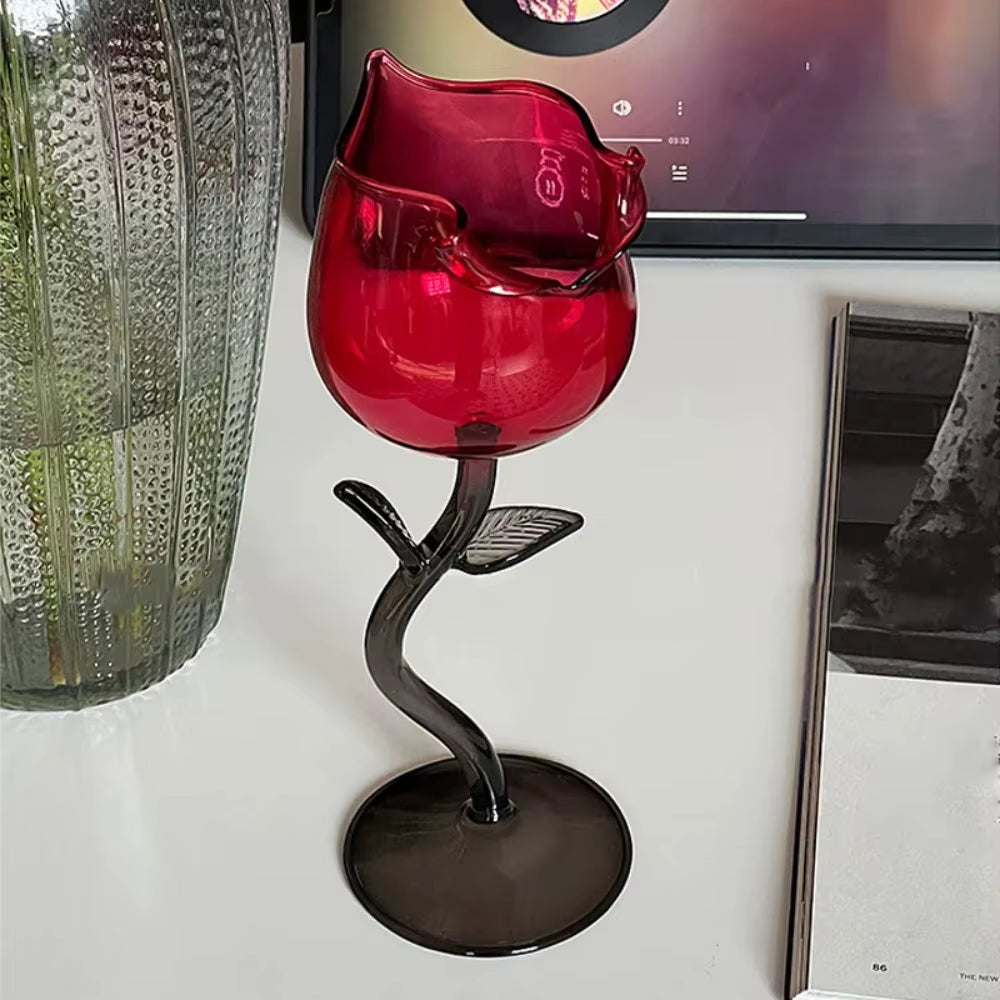 Taça de Vidro Rosa Luxuoso para Cocktail e Vinho